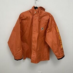 Carhartt Jacket Mens Sz M Orange Chore Workwear Polyvinyl PVC Waterproof Outdoor